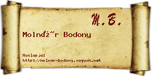 Molnár Bodony névjegykártya